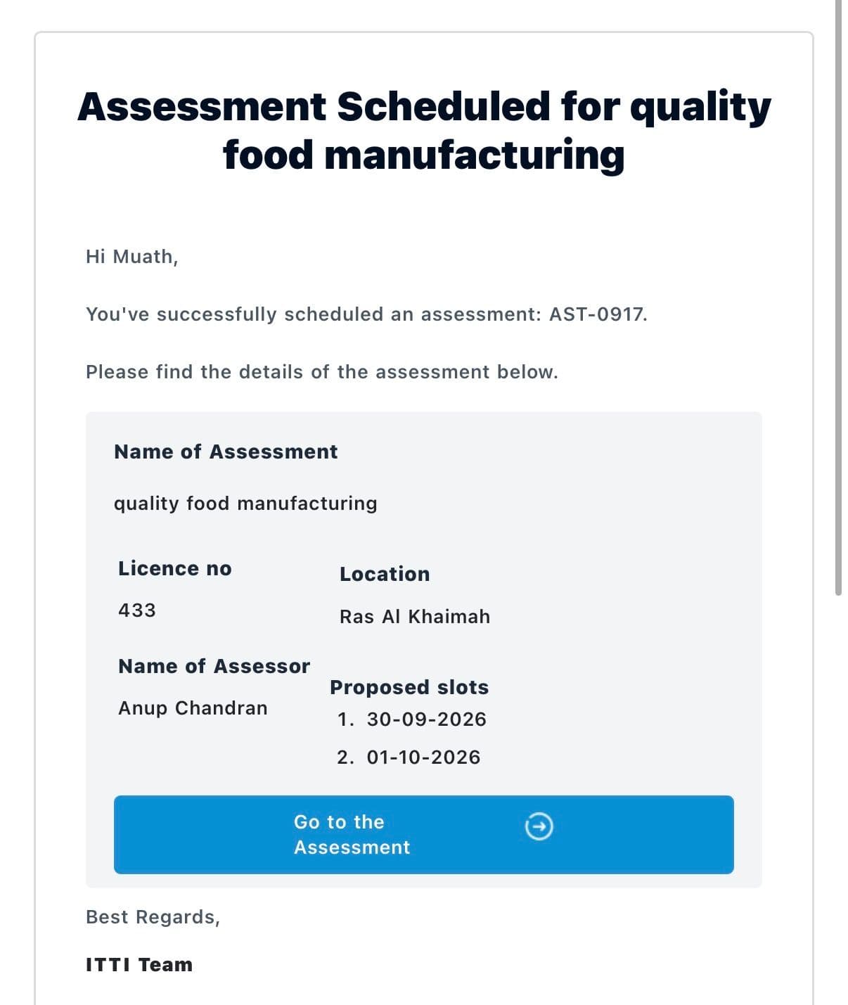 Assessment MOIT ITTI